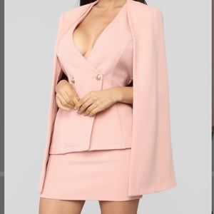 Blush Suit Cape Skirt Set Size Large